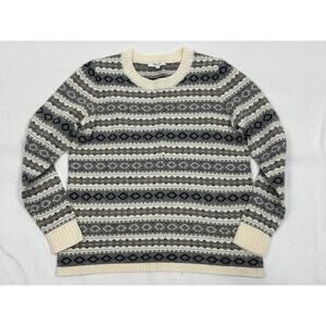 Madewell Fairisle Knit Sweater Women’s Size S Merino Wool Crew Neck Long Sleeve